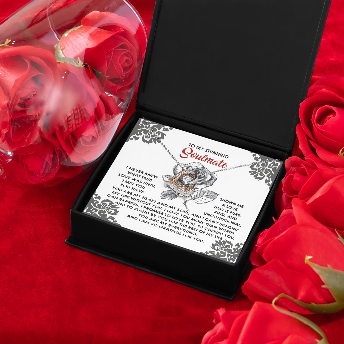 To My Stunning Soulmate - Love Dancing Heart Necklace – A Romantic Gift to Cherish and Celebrate Unconditional Love - Mallard Moon Gift Shop