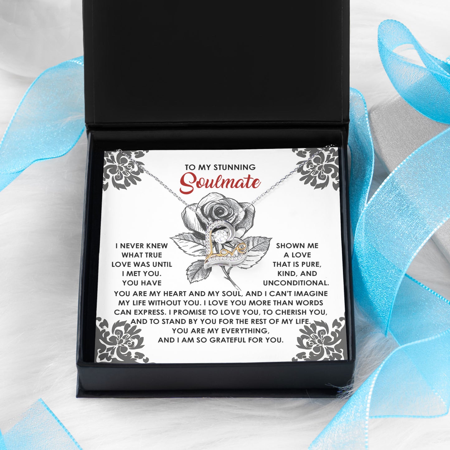 To My Stunning Soulmate - Love Dancing Heart Necklace – A Romantic Gift to Cherish and Celebrate Unconditional Love - Mallard Moon Gift Shop