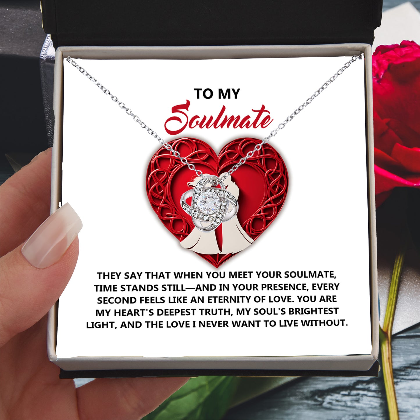 Romantic Anniversary, Valentine's Day Gift for Soulmate, Wife, Girlfriend - Eternity of Love - Love Knot Pendant Necklace - Mallard Moon Gift Shop