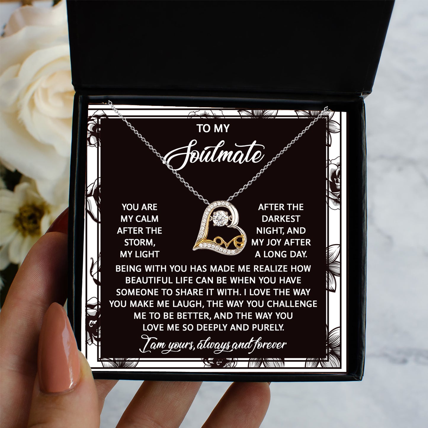 To My Soulmate - Love Dancing Heart Necklace – A Romantic Valentine’s Day Gift with a Heartfelt Message - Mallard Moon Gift Shop
