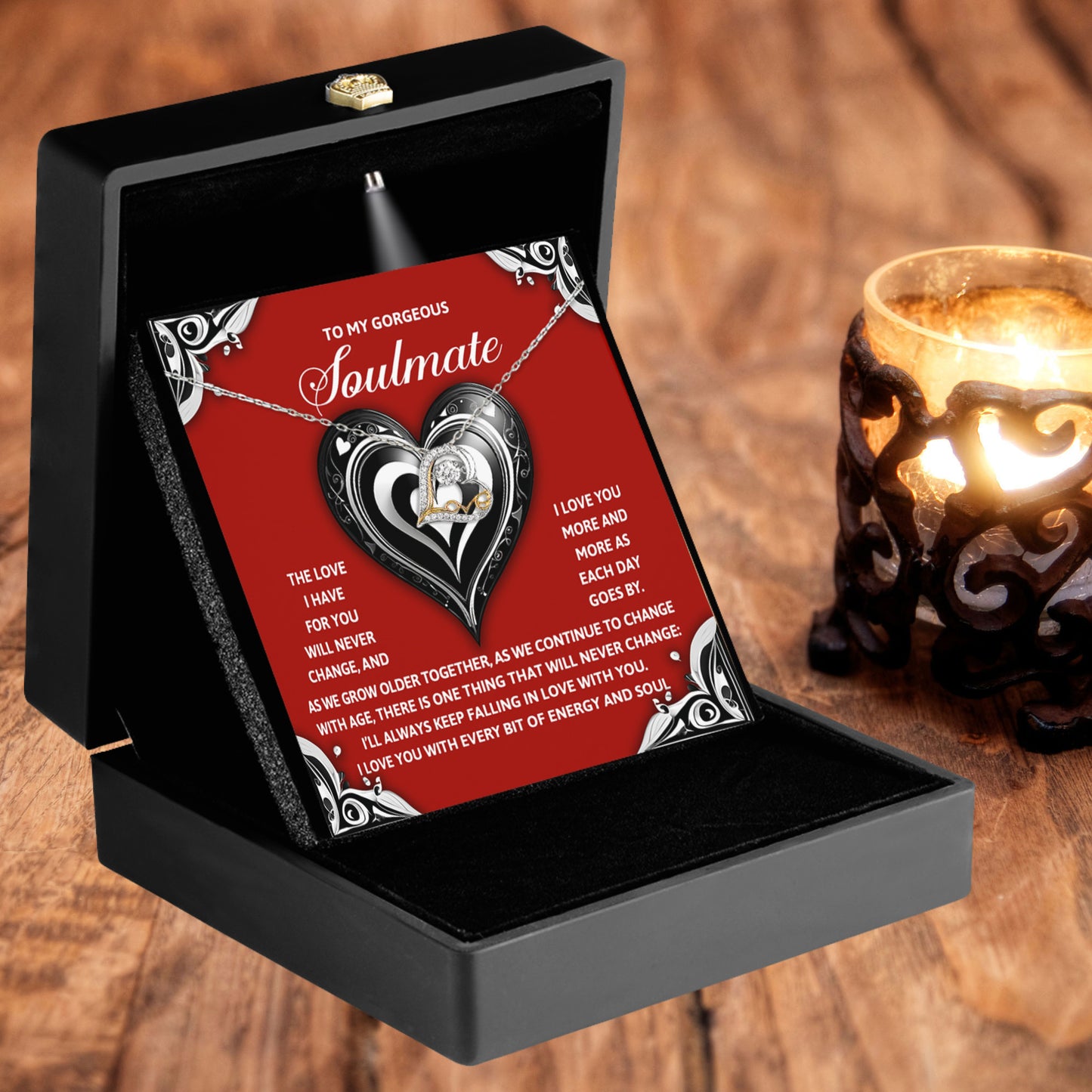 To My Gorgeous Soulmate - Love Dancing Heart Necklace – A Romantic Gift to Celebrate Everlasting Love - Mallard Moon Gift Shop