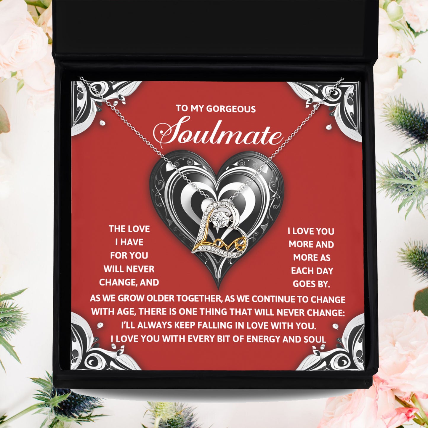 To My Gorgeous Soulmate - Love Dancing Heart Necklace – A Romantic Gift to Celebrate Everlasting Love - Mallard Moon Gift Shop