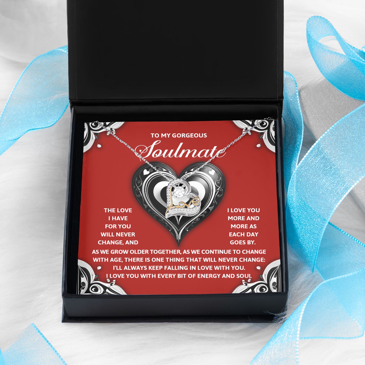 To My Gorgeous Soulmate - Love Dancing Heart Necklace – A Romantic Gift to Celebrate Everlasting Love - Mallard Moon Gift Shop
