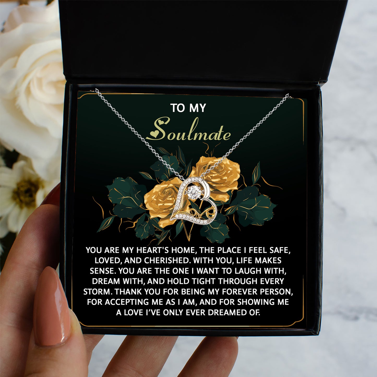 To My Soulmate - Love Dancing Heart Necklace – A Romantic Gift of Appreciation for Your Forever Person - Mallard Moon Gift Shop