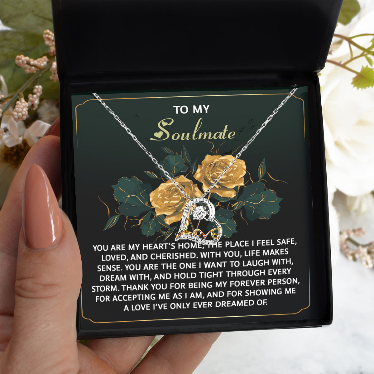 To My Soulmate - Love Dancing Heart Necklace – A Romantic Gift of Appreciation for Your Forever Person - Mallard Moon Gift Shop