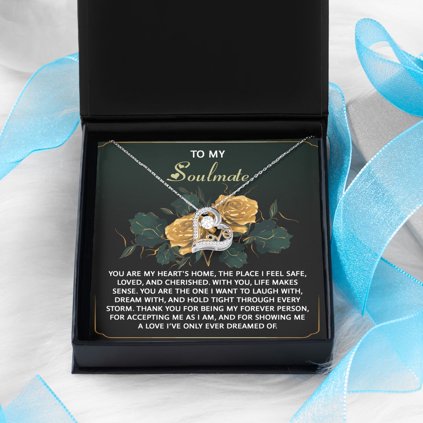 To My Soulmate - Love Dancing Heart Necklace – A Romantic Gift of Appreciation for Your Forever Person - Mallard Moon Gift Shop