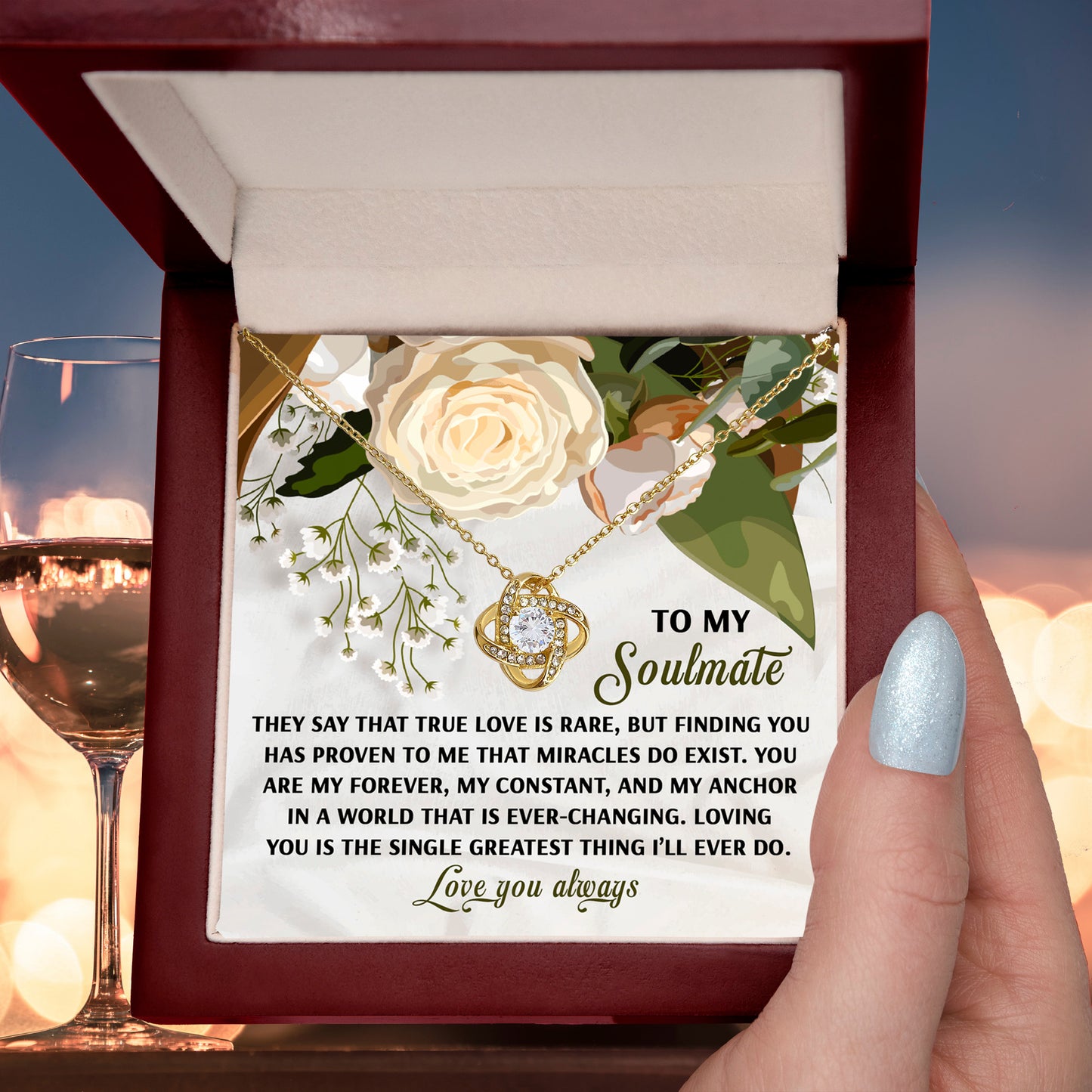 Romantic Anniversary, Valentine's Day Gift for Soulmate, Wife, Girlfriend - Miracles Exist - Love Knot Pendant Necklace - Mallard Moon Gift Shop