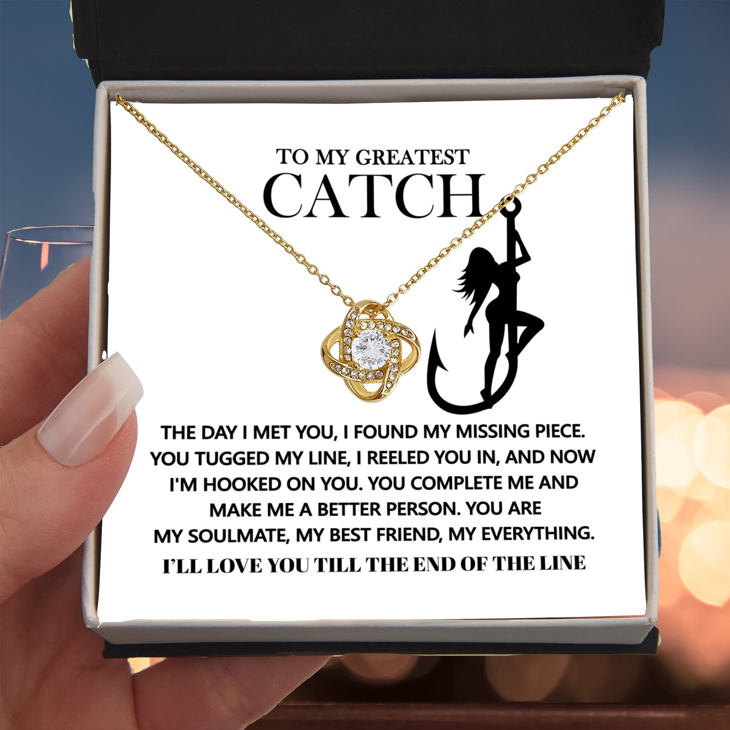 Gift for Soulmate - Hooked On You - Love Knot Pendant Necklace - Mallard Moon Gift Shop