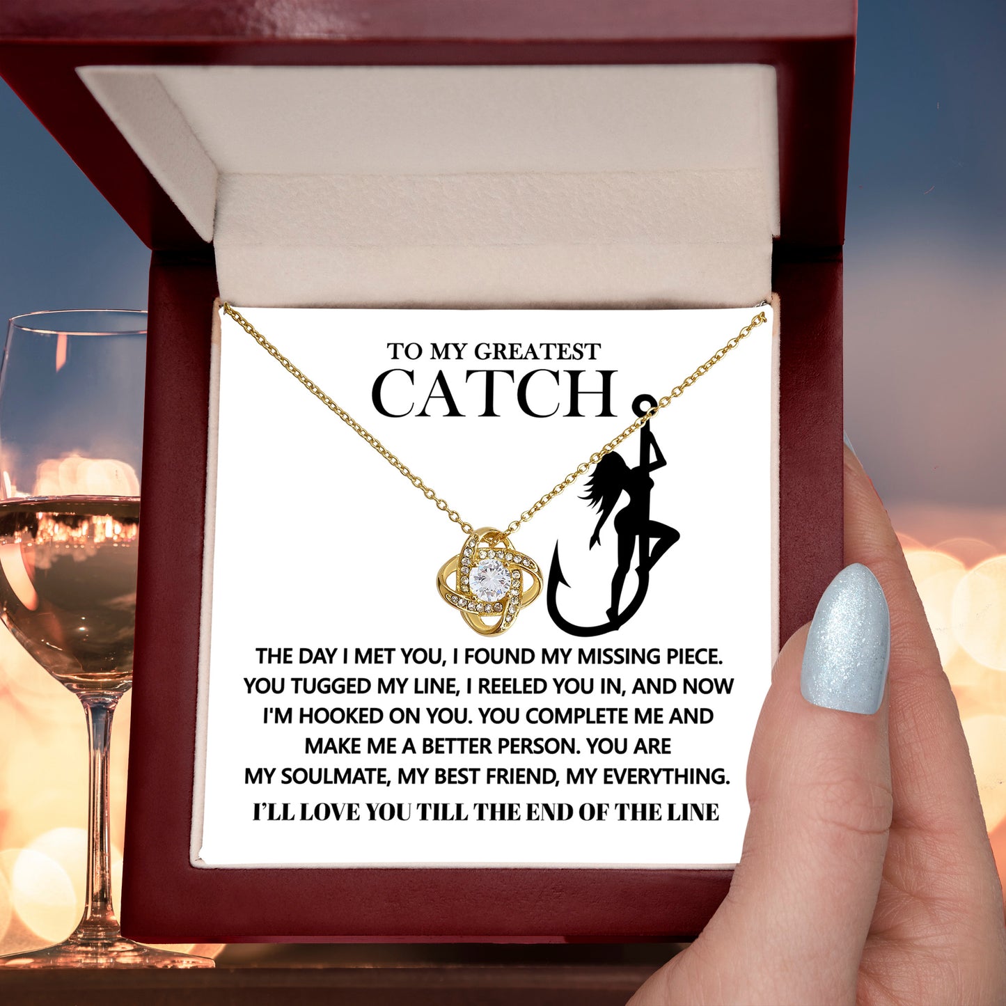 Gift for Soulmate - Hooked On You - Love Knot Pendant Necklace - Mallard Moon Gift Shop