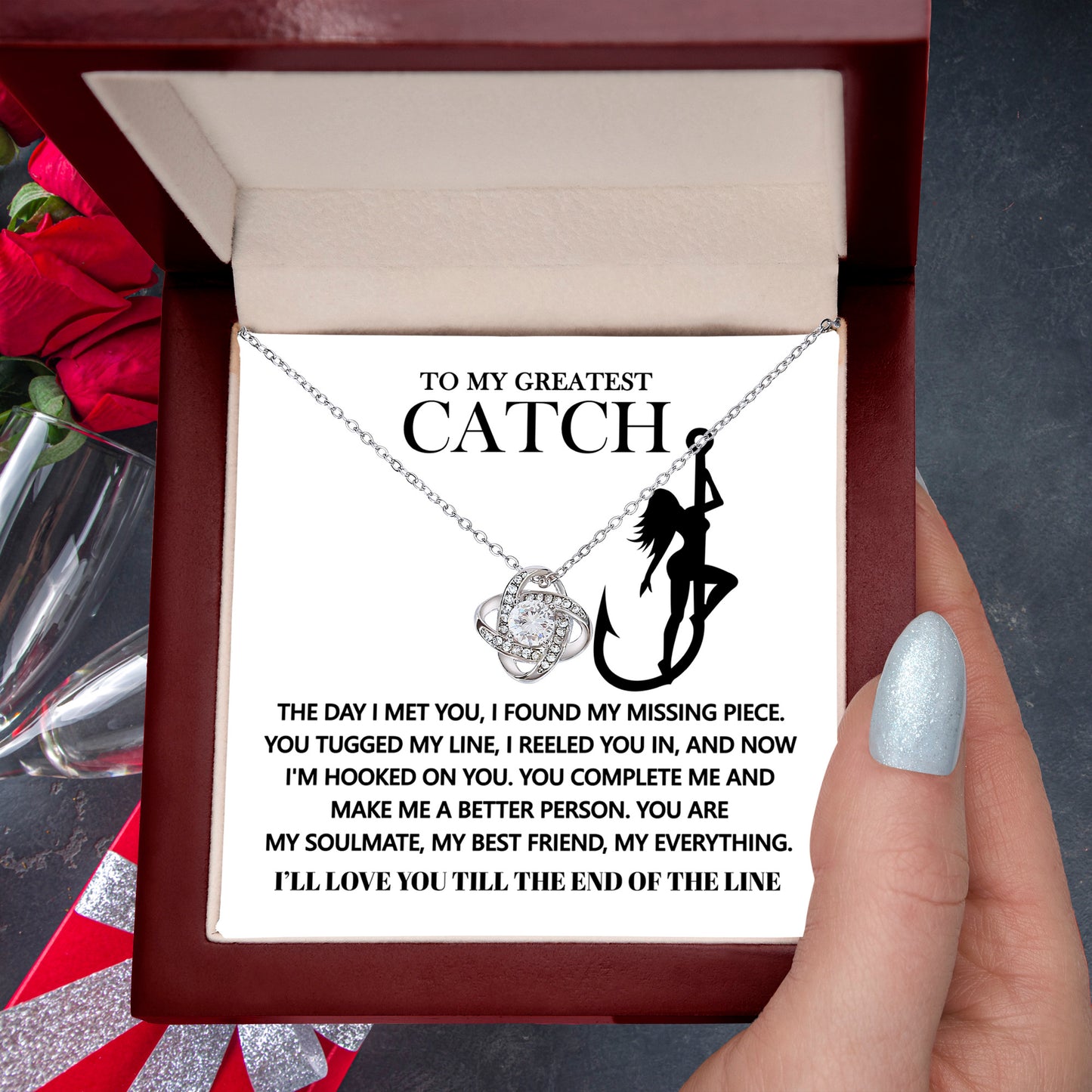 Gift for Soulmate - Hooked On You - Love Knot Pendant Necklace - Mallard Moon Gift Shop