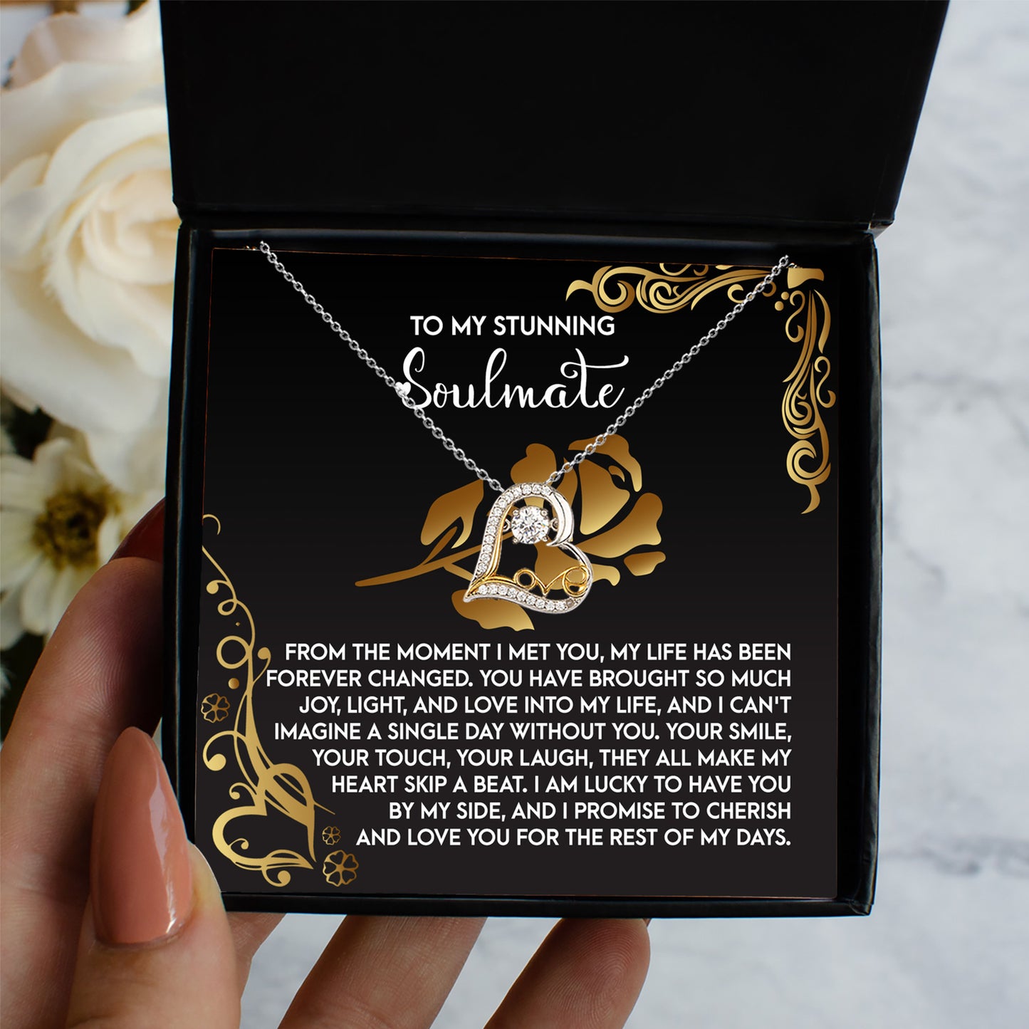 To My Soulmate - Love Dancing Heart Necklace – A Meaningful Valentine’s Gift Celebrating Trust, Devotion, and Shared Dreams - Mallard Moon Gift Shop