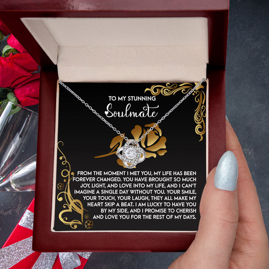 To My Stunning Soulmate - Love Knot Necklace – A Romantic Gift to Celebrate Joy, Love, and Forever Devotion - Mallard Moon Gift Shop