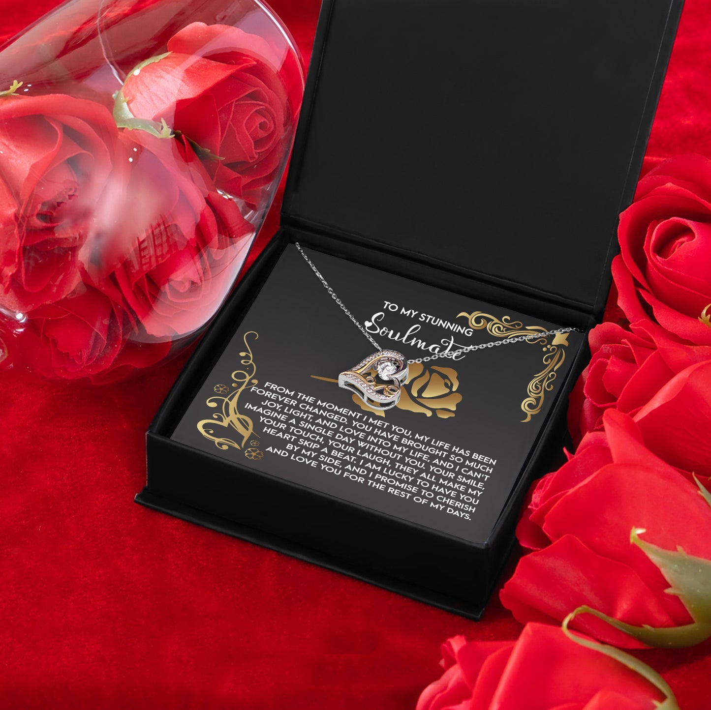 To My Stunning Soulmate - Love Dancing Heart Necklace – A Romantic Gift to Celebrate Joy, Love, and Forever Devotion - Mallard Moon Gift Shop