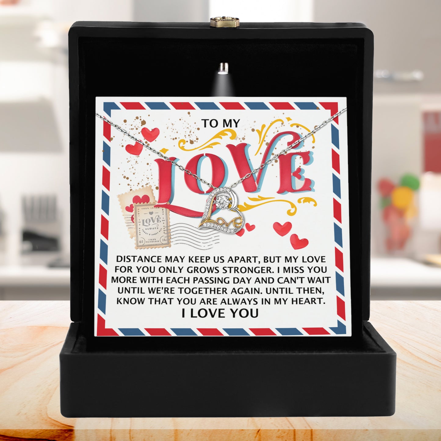 To My Love - Love Dancing Heart Necklace – A Heartfelt Gift for Long-Distance Relationships - Mallard Moon Gift Shop