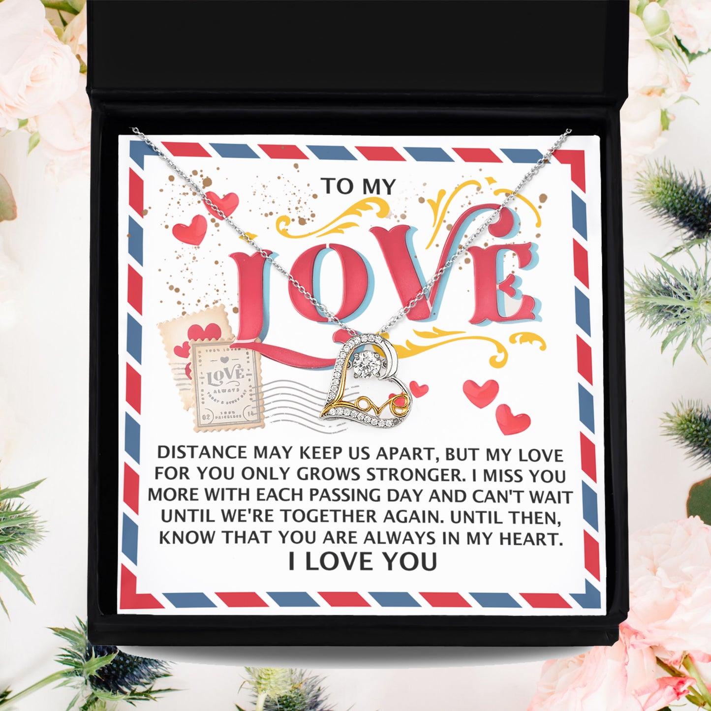 To My Love - Love Dancing Heart Necklace – A Heartfelt Gift for Long-Distance Relationships - Mallard Moon Gift Shop
