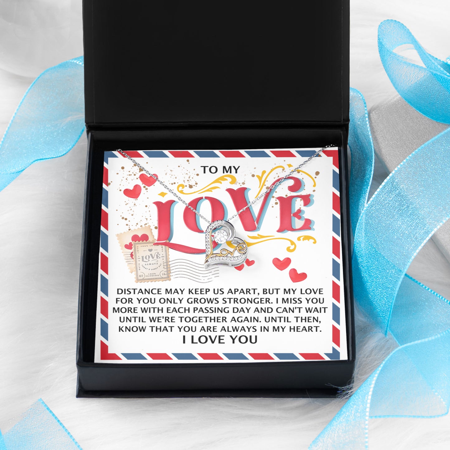 To My Love - Love Dancing Heart Necklace – A Heartfelt Gift for Long-Distance Relationships - Mallard Moon Gift Shop