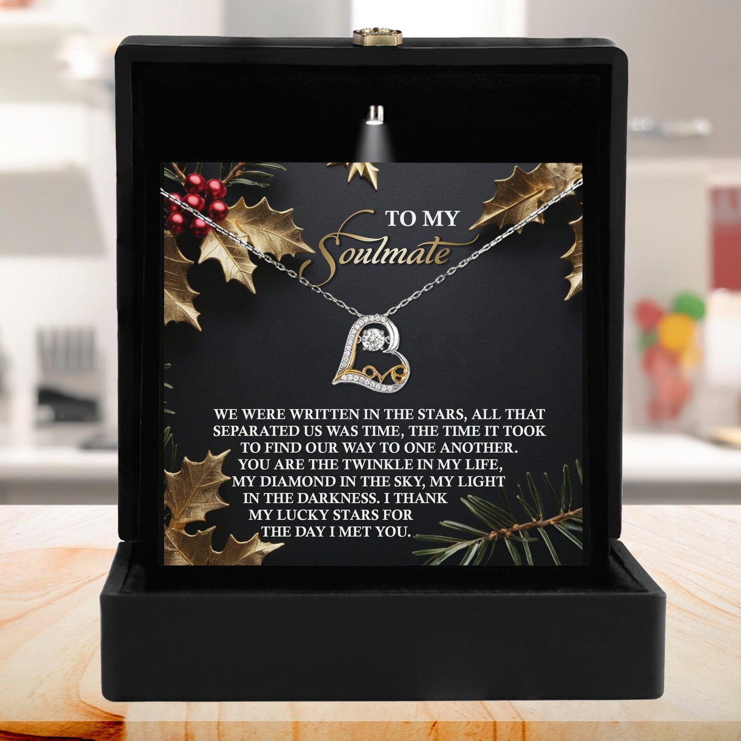 To My Soulmate - We Were Written In The Stars Romantic Christmas Anniversary Heart Pendant Necklace for Wife Girlfriend Jewelry - Mallard Moon Gift Shop
