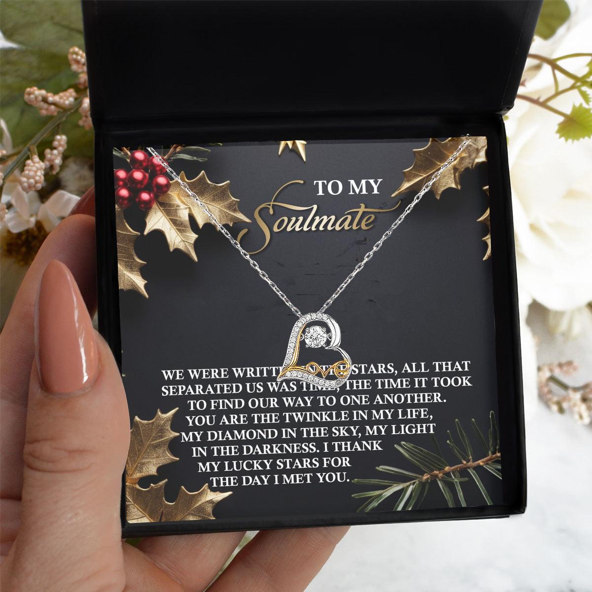 To My Soulmate - We Were Written In The Stars Romantic Christmas Anniversary Heart Pendant Necklace for Wife Girlfriend Jewelry - Mallard Moon Gift Shop