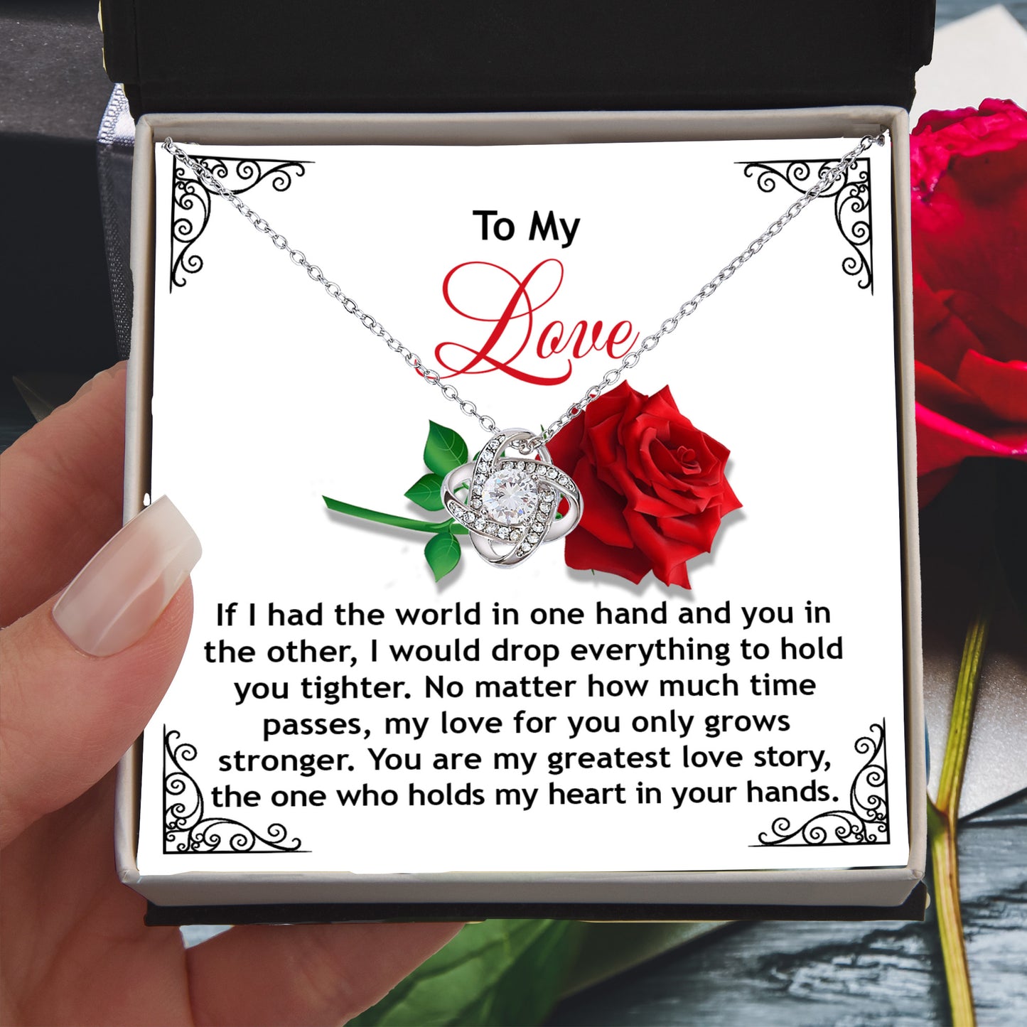 Romantic Anniversary, Valentine's Day Gift for Soulmate, Wife, Girlfriend - Greatest Love Story - Love Knot Pendant Necklace - Mallard Moon Gift Shop