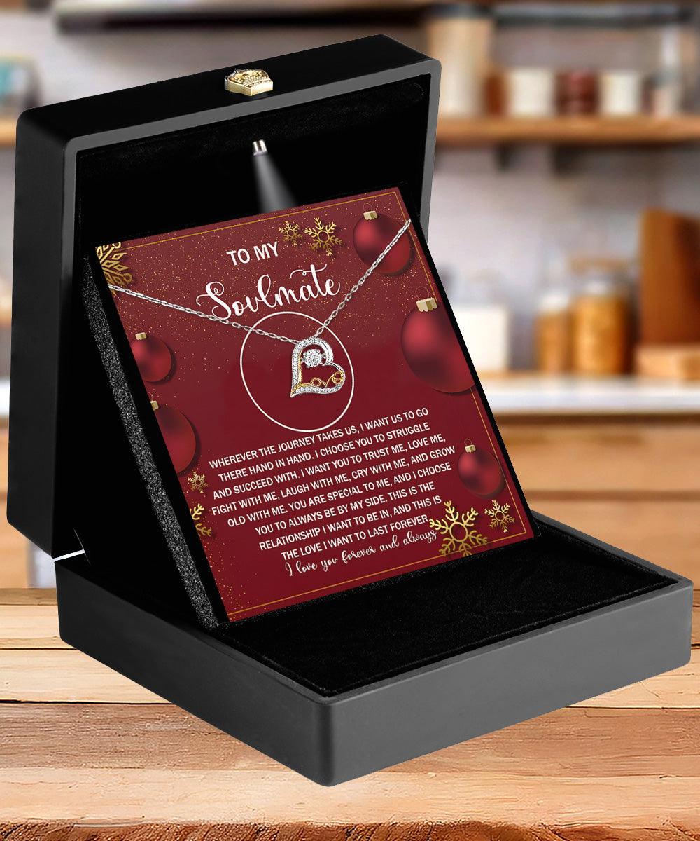 To My Soulmate Our Love will Last Forever Christmas Anniversary Heart Pendant Necklace for Wife Girlfriend Jewelry - Mallard Moon Gift Shop