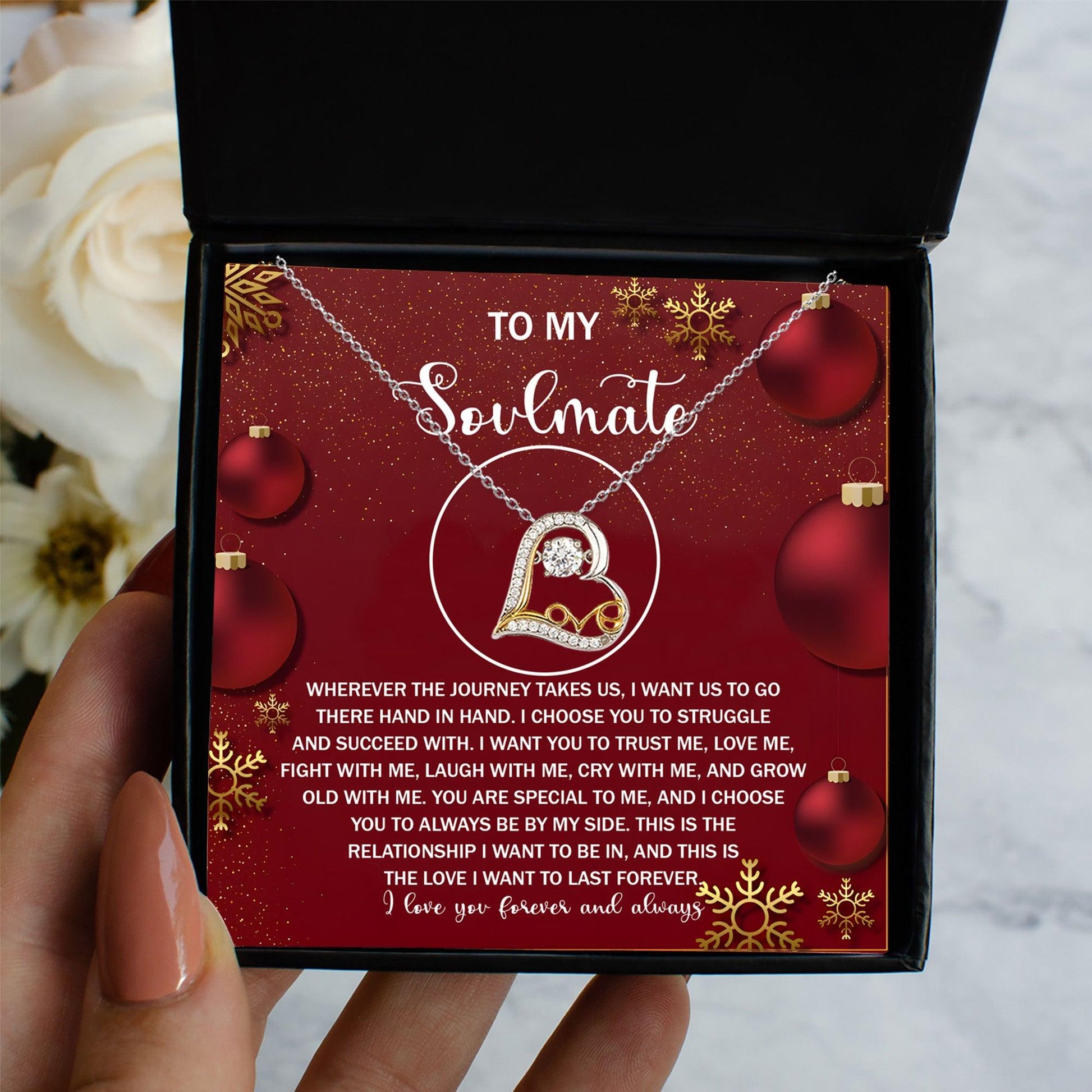To My Soulmate Our Love will Last Forever Christmas Anniversary Heart Pendant Necklace for Wife Girlfriend Jewelry - Mallard Moon Gift Shop