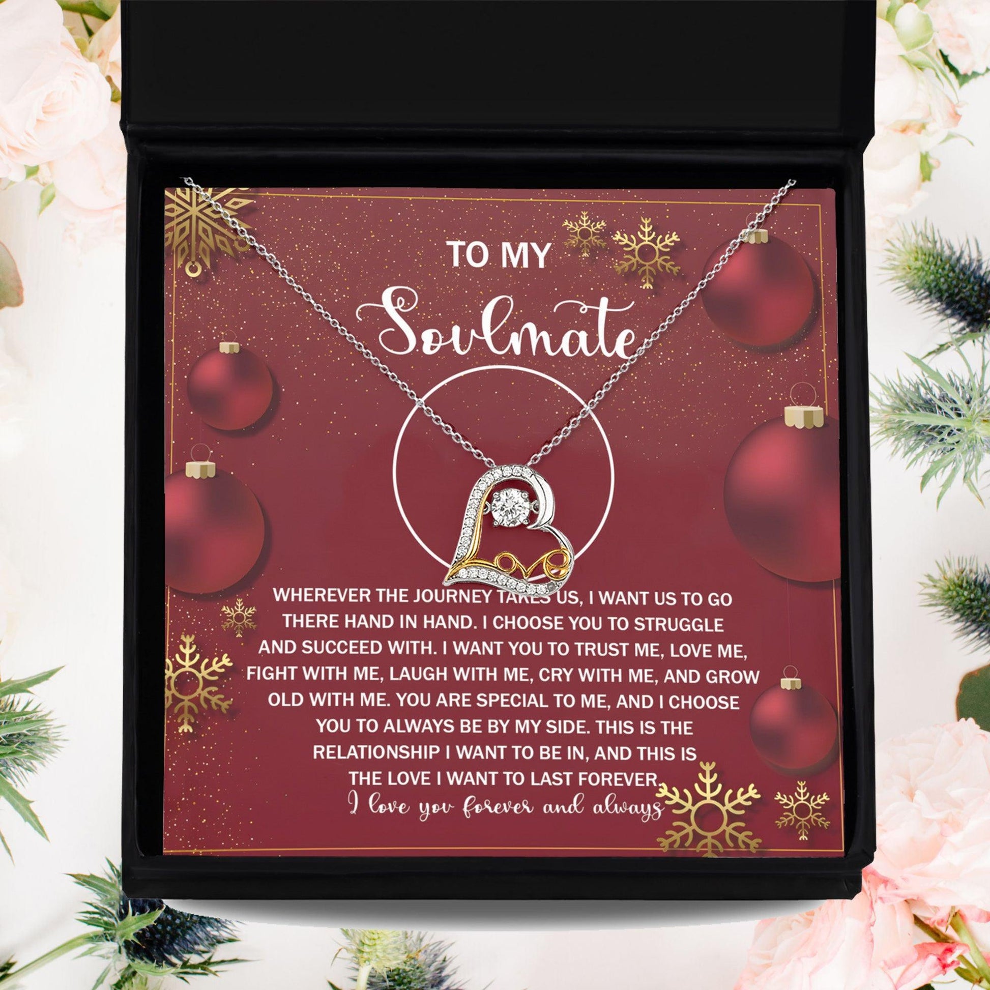To My Soulmate Our Love will Last Forever Christmas Anniversary Heart Pendant Necklace for Wife Girlfriend Jewelry - Mallard Moon Gift Shop