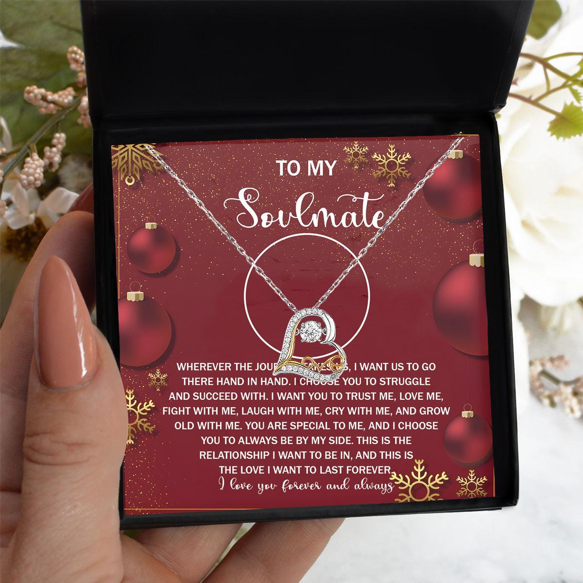 To My Soulmate Our Love will Last Forever Christmas Anniversary Heart Pendant Necklace for Wife Girlfriend Jewelry - Mallard Moon Gift Shop