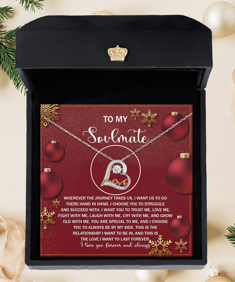 To My Soulmate Our Love will Last Forever Christmas Anniversary Heart Pendant Necklace for Wife Girlfriend Jewelry - Mallard Moon Gift Shop