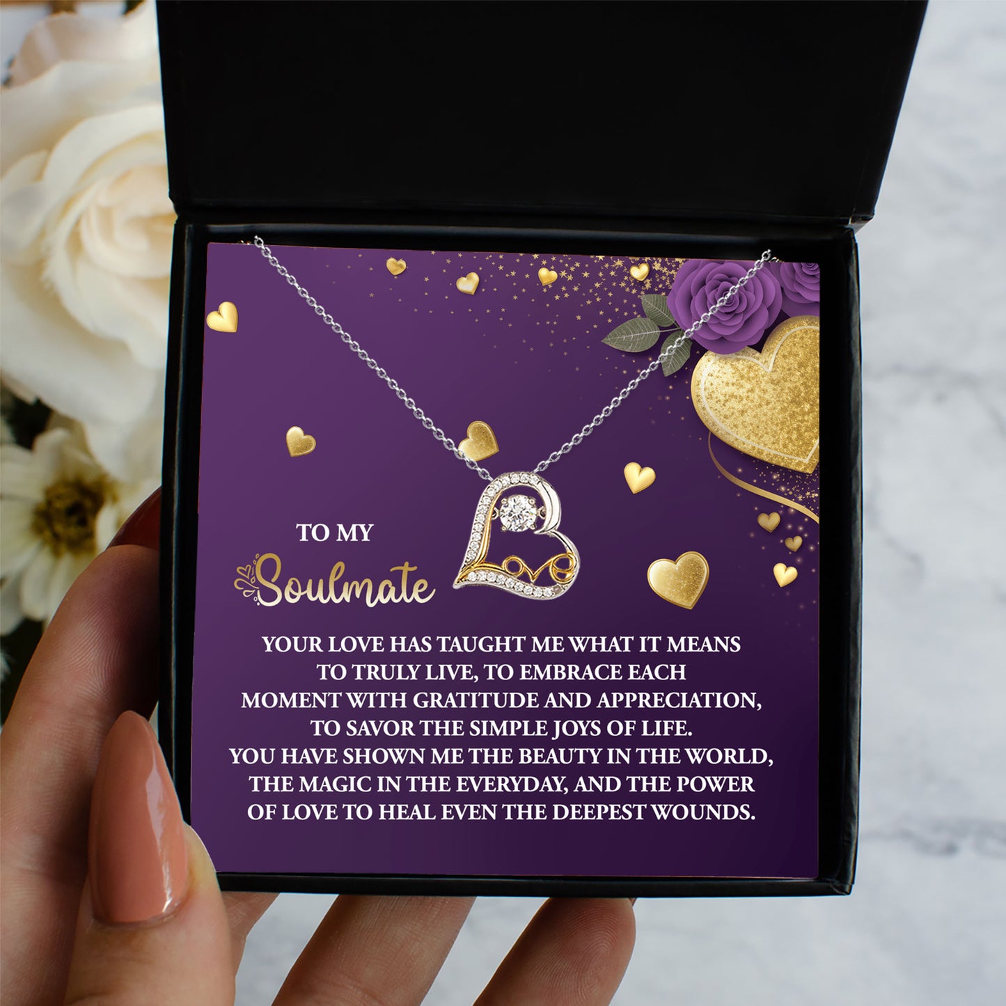 To My Soulmate - Love Dancing Heart Necklace – A Beautiful Valentine’s Day Gift Celebrating Love, Joy, and Healing - Mallard Moon Gift Shop