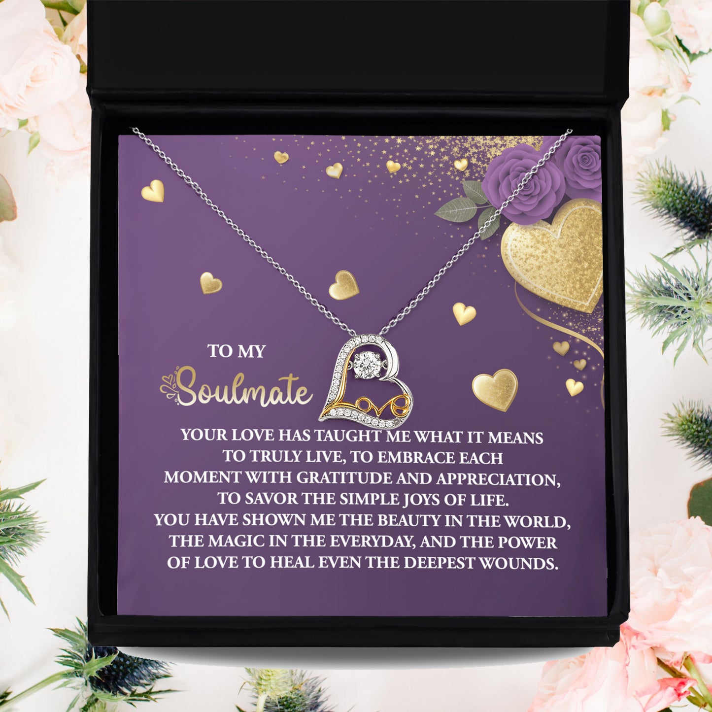 To My Soulmate - Love Dancing Heart Necklace – A Beautiful Valentine’s Day Gift Celebrating Love, Joy, and Healing - Mallard Moon Gift Shop