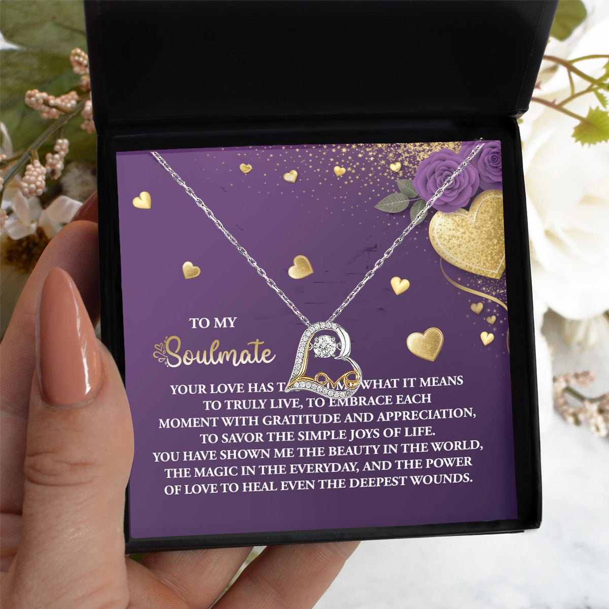 To My Soulmate - Love Dancing Heart Necklace – A Beautiful Valentine’s Day Gift Celebrating Love, Joy, and Healing - Mallard Moon Gift Shop
