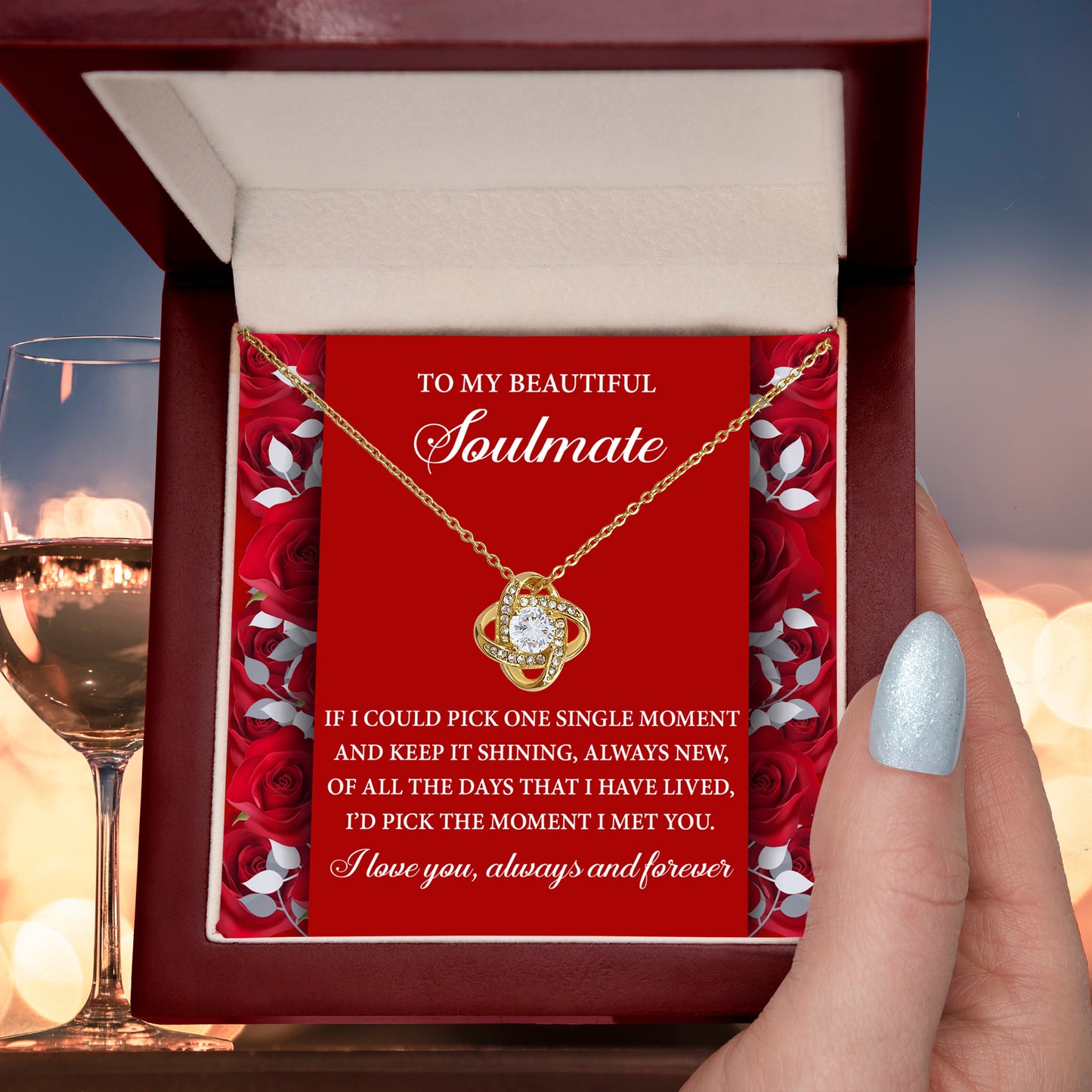 Romantic Anniversary, Valentine's Day Gift for Soulmate, Wife, Girlfriend - The Moment I Met You - Love Knot Pendant Necklace - Mallard Moon Gift Shop