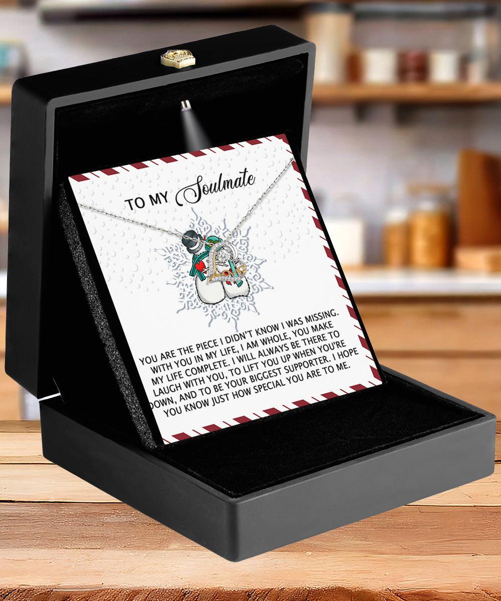 To My Soulmate You Are the Missing Piece Christmas Anniversary Heart Pendant Necklace for Wife Girlfriend Jewelry - Mallard Moon Gift Shop