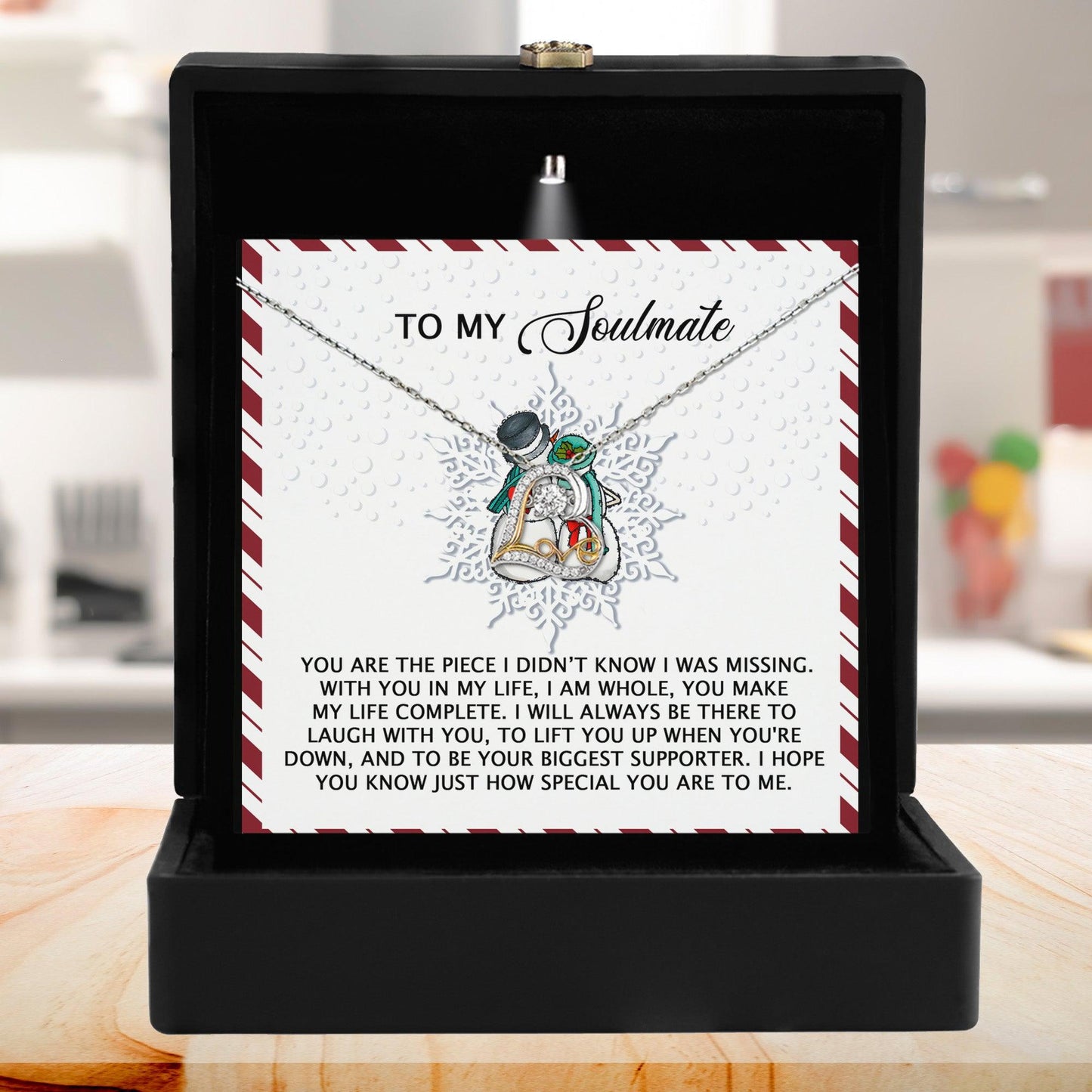 To My Soulmate You Are the Missing Piece Christmas Anniversary Heart Pendant Necklace for Wife Girlfriend Jewelry - Mallard Moon Gift Shop
