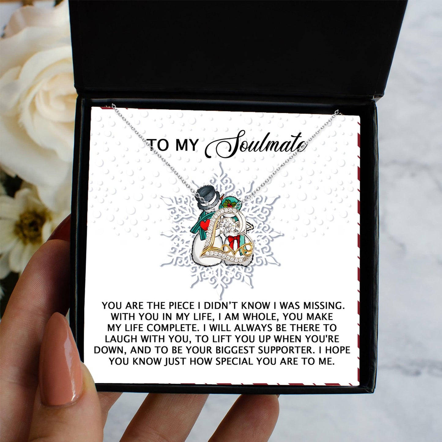 To My Soulmate You Are the Missing Piece Christmas Anniversary Heart Pendant Necklace for Wife Girlfriend Jewelry - Mallard Moon Gift Shop