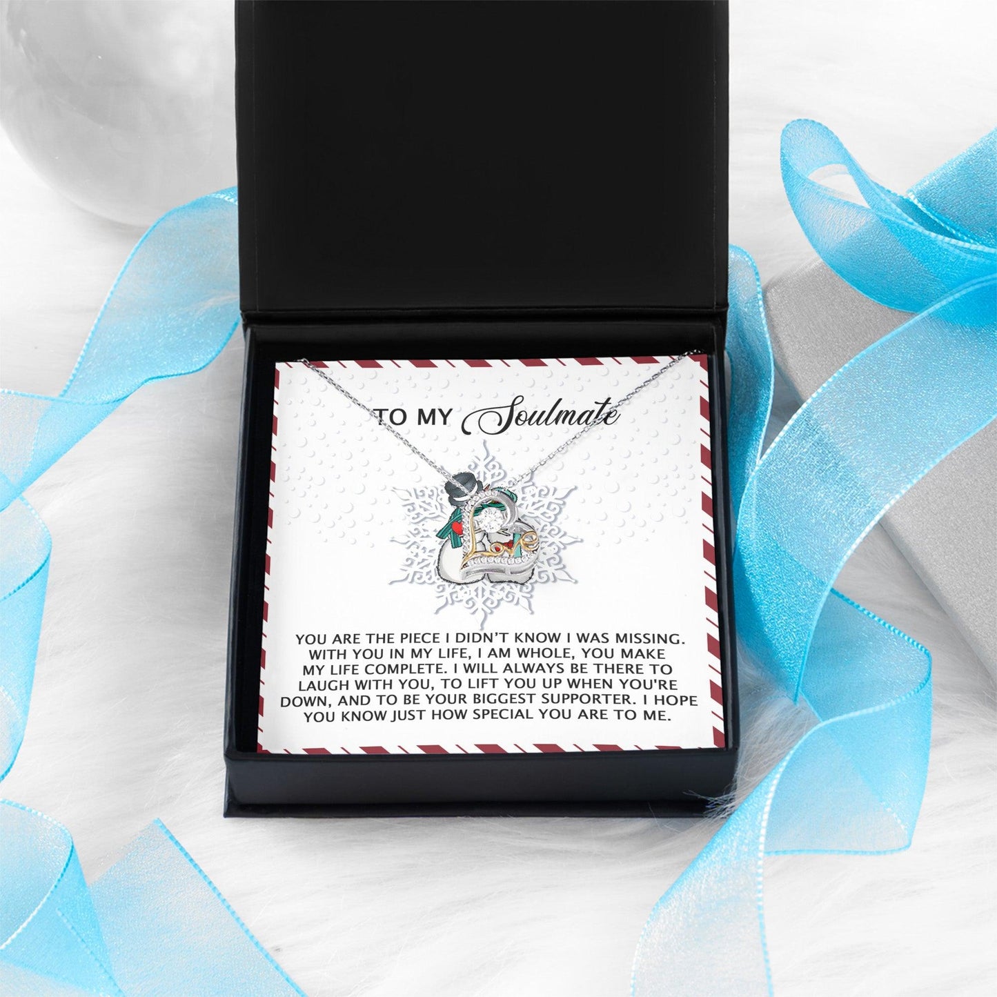 To My Soulmate You Are the Missing Piece Christmas Anniversary Heart Pendant Necklace for Wife Girlfriend Jewelry - Mallard Moon Gift Shop