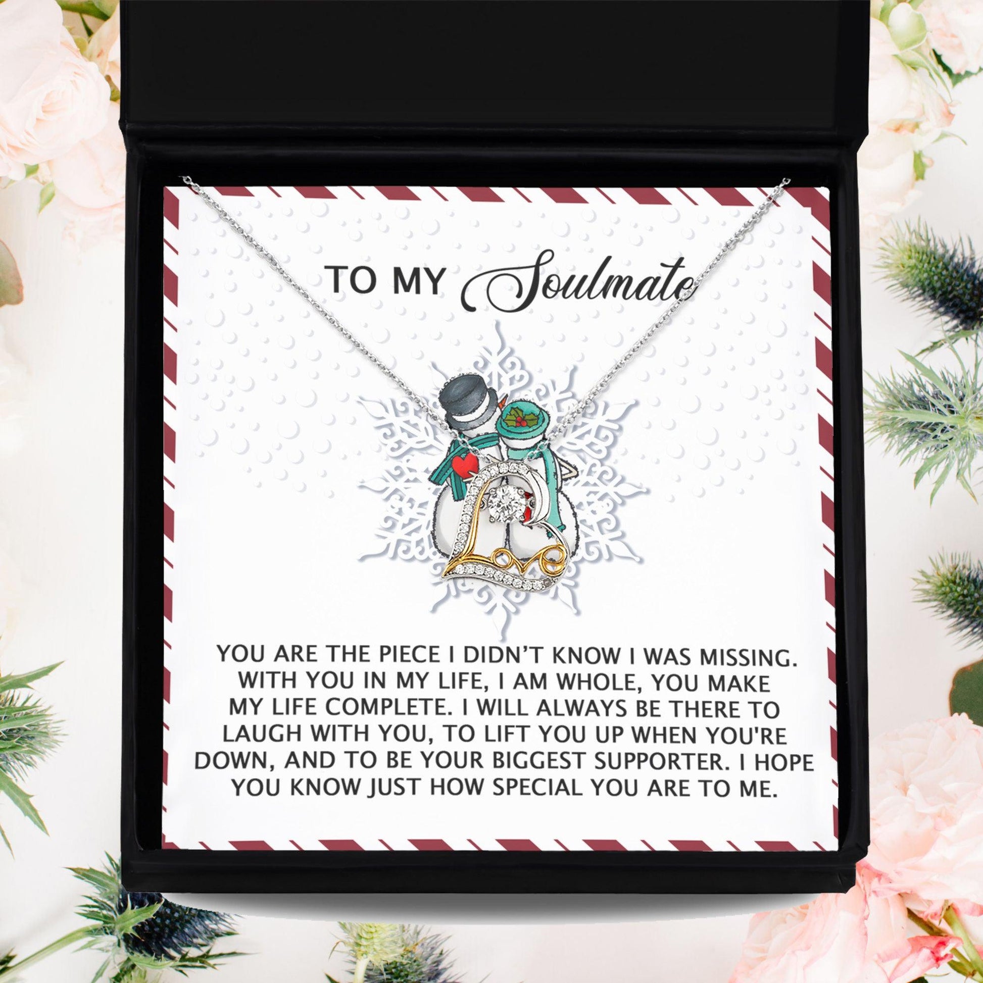 To My Soulmate You Are the Missing Piece Christmas Anniversary Heart Pendant Necklace for Wife Girlfriend Jewelry - Mallard Moon Gift Shop