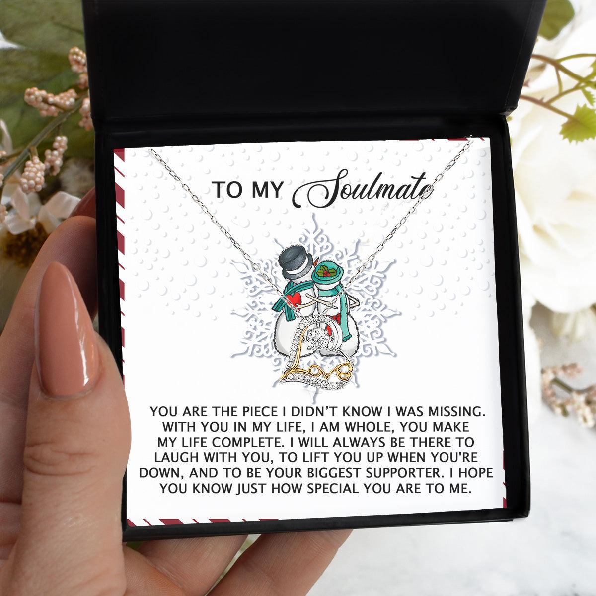 To My Soulmate You Are the Missing Piece Christmas Anniversary Heart Pendant Necklace for Wife Girlfriend Jewelry - Mallard Moon Gift Shop