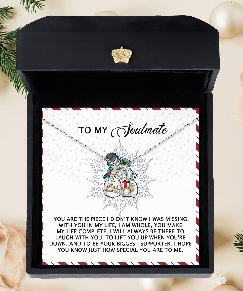 To My Soulmate You Are the Missing Piece Christmas Anniversary Heart Pendant Necklace for Wife Girlfriend Jewelry - Mallard Moon Gift Shop