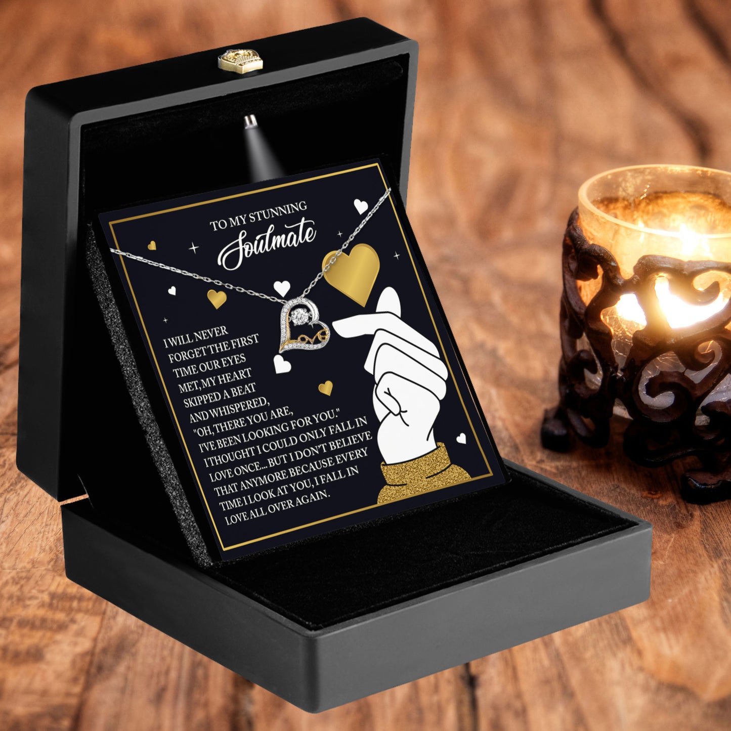 To My Stunning Soulmate - Love Dancing Heart Necklace – A Romantic Valentine’s Day Gift That Celebrates Falling in Love Again and Again - Mallard Moon Gift Shop