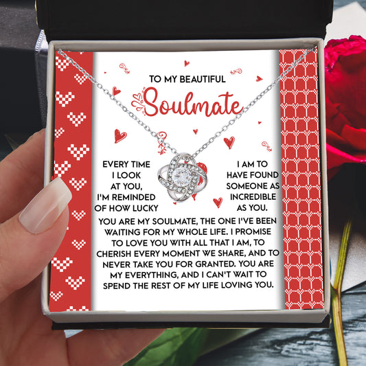 Romantic Anniversary, Valentine's Day Gift for Soulmate, Wife, Girlfriend - Waiting My Whole Life - Love Knot Pendant Necklace - Mallard Moon Gift Shop