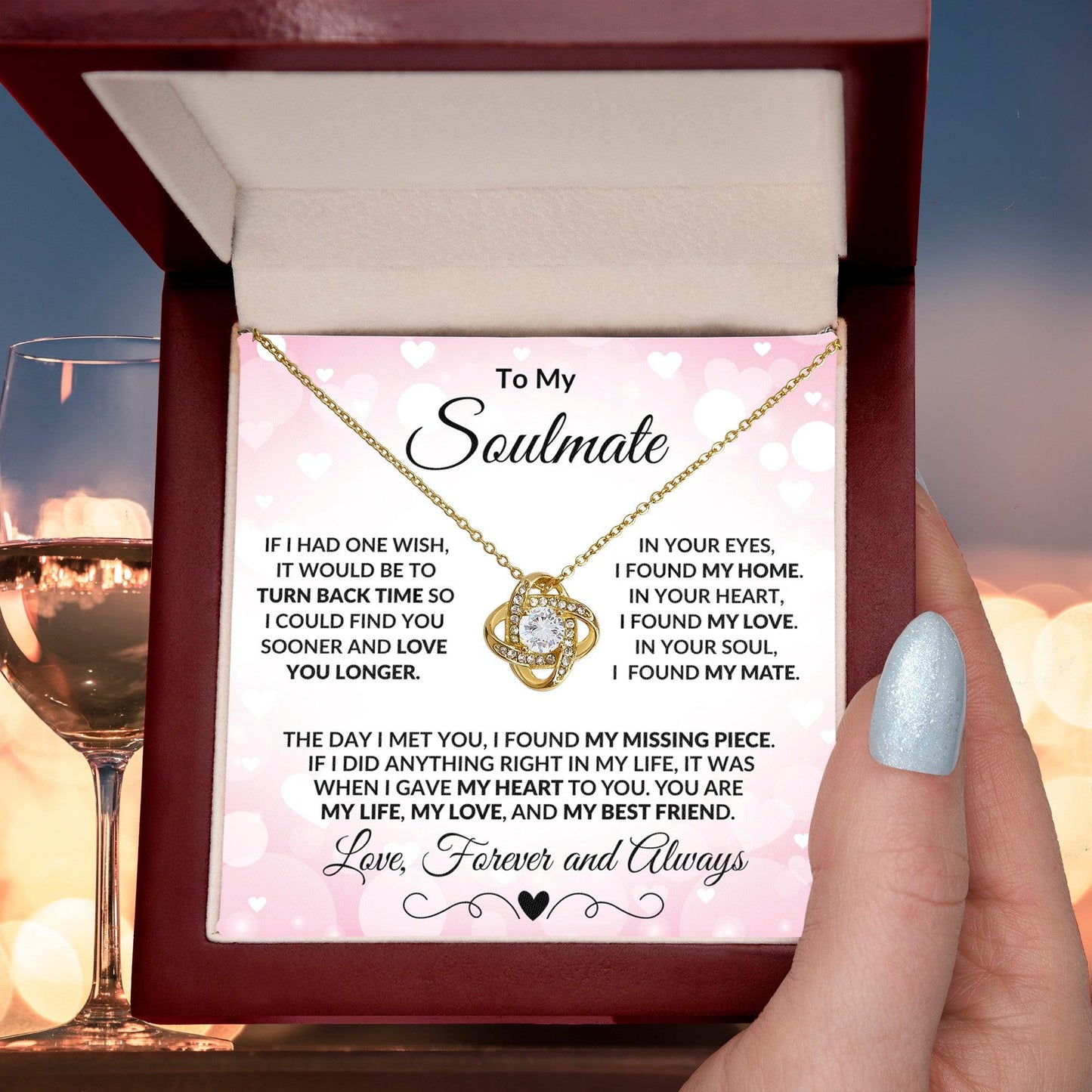 To My Soulmate - Turn Back Time - Love Knot Necklace - Mallard Moon Gift Shop