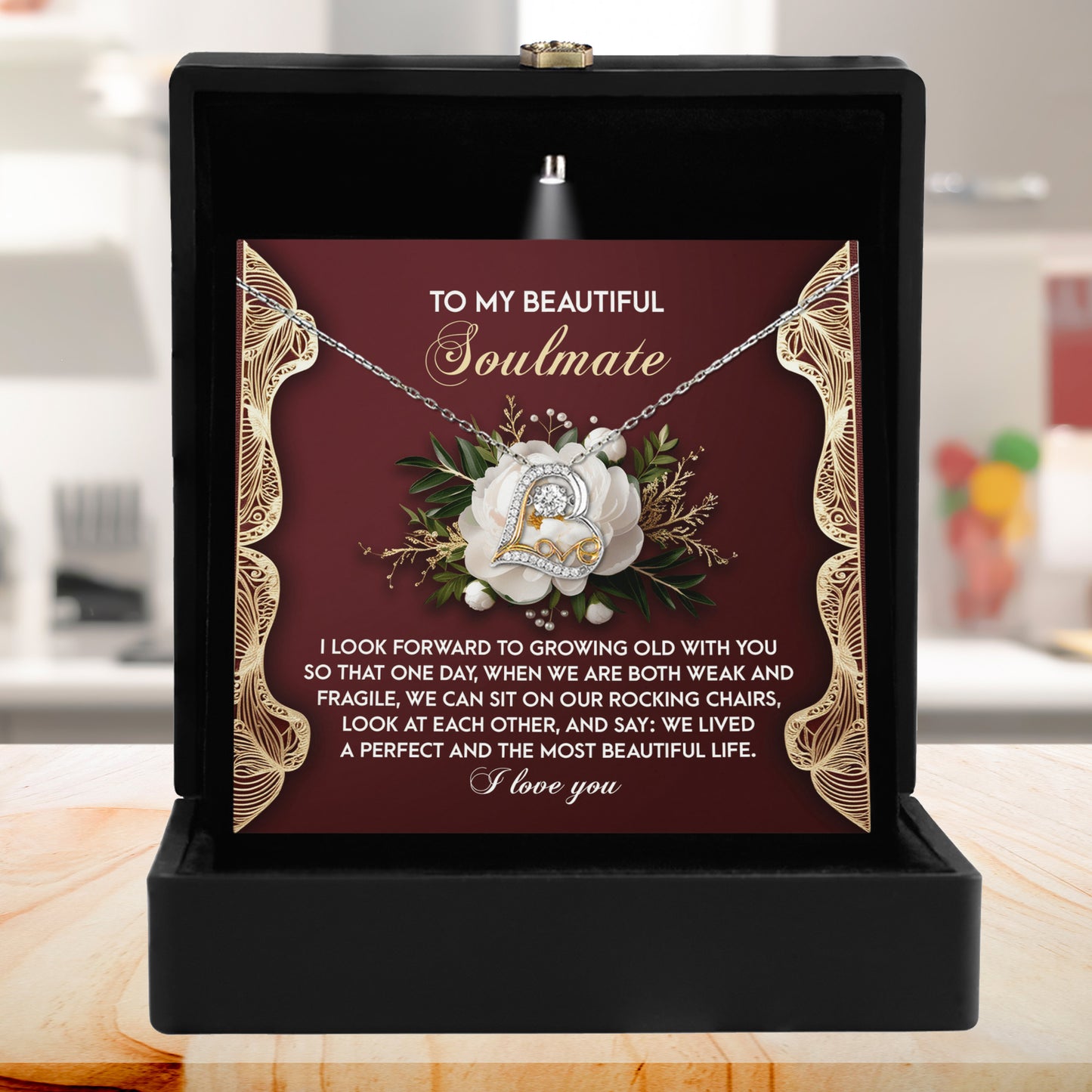 To My Beautiful Soulmate - Love Dancing Heart Necklace – A Romantic Gift Celebrating a Lifetime of Love - Mallard Moon Gift Shop