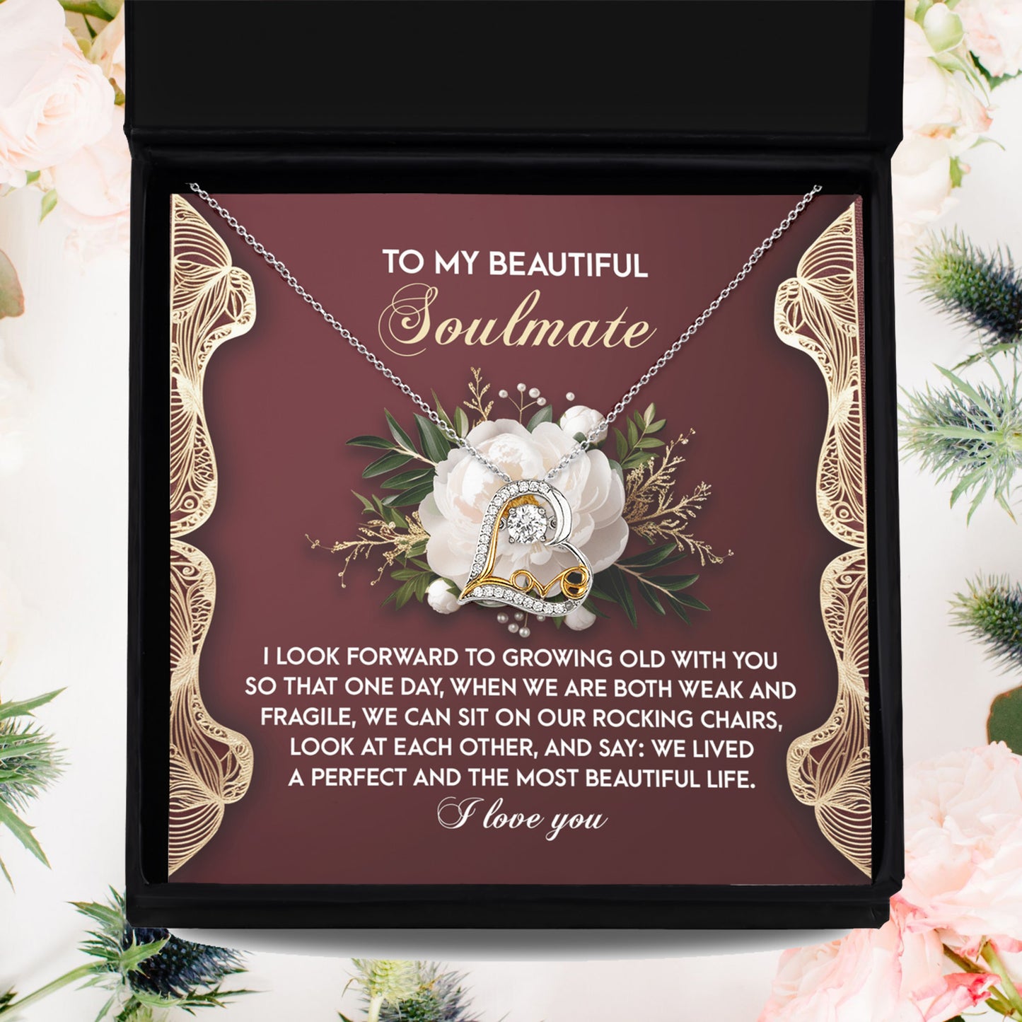 To My Beautiful Soulmate - Love Dancing Heart Necklace – A Romantic Gift Celebrating a Lifetime of Love - Mallard Moon Gift Shop