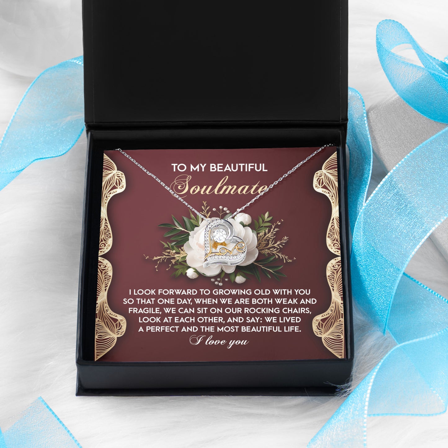 To My Beautiful Soulmate - Love Dancing Heart Necklace – A Romantic Gift Celebrating a Lifetime of Love - Mallard Moon Gift Shop