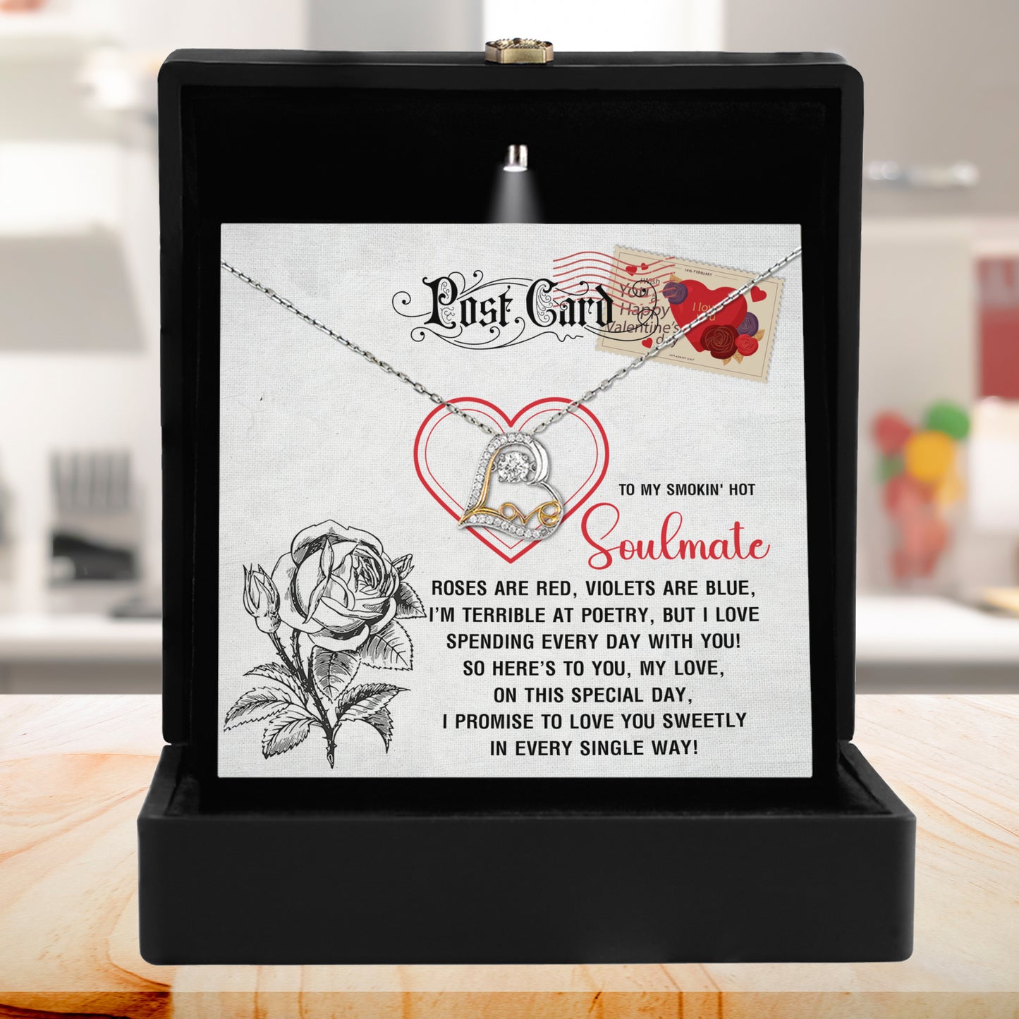 To My Smokin’ Hot Soulmate - Love Dancing Heart Necklace – A Playful and Romantic Valentine’s Day Gift - Mallard Moon Gift Shop