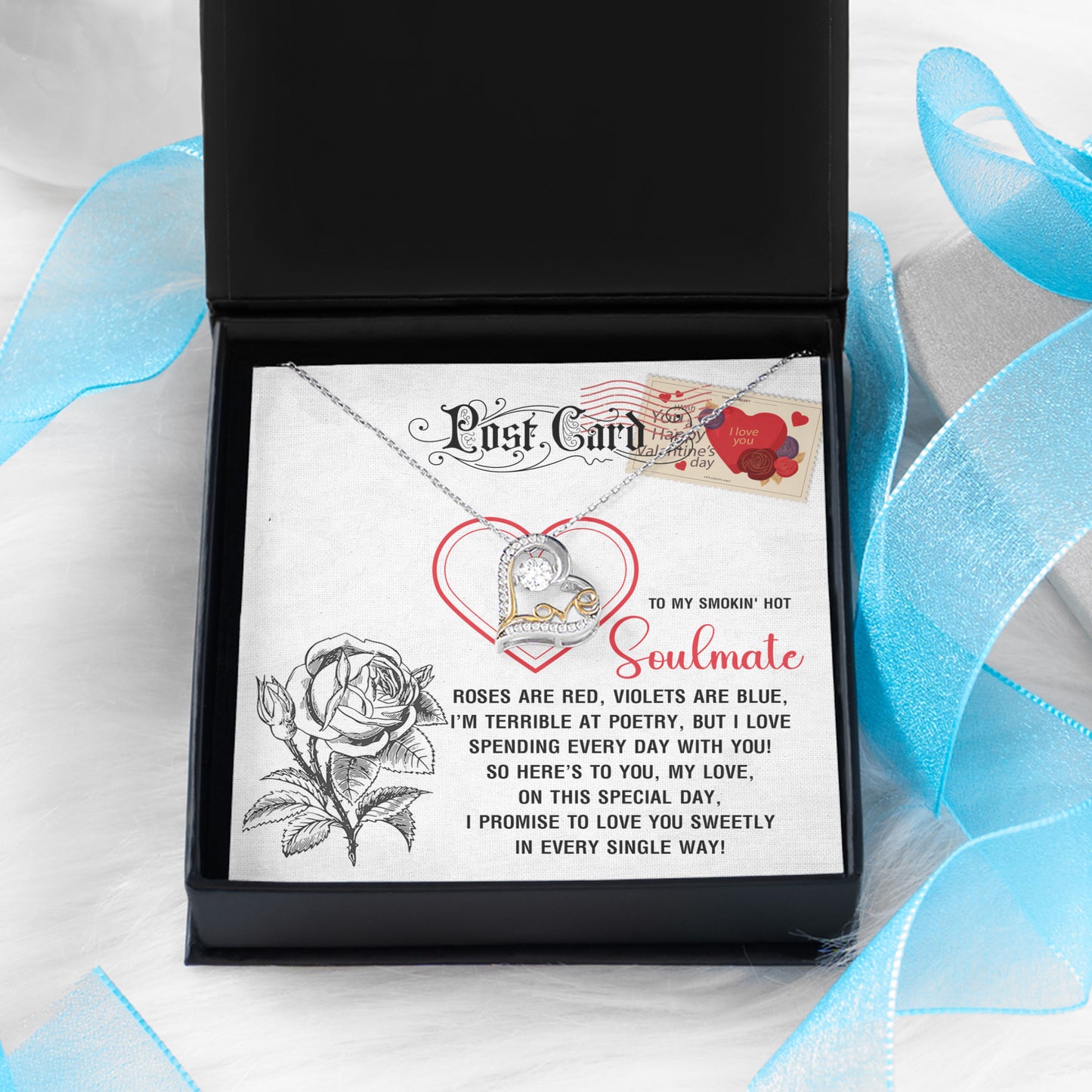 To My Smokin’ Hot Soulmate - Love Dancing Heart Necklace – A Playful and Romantic Valentine’s Day Gift - Mallard Moon Gift Shop