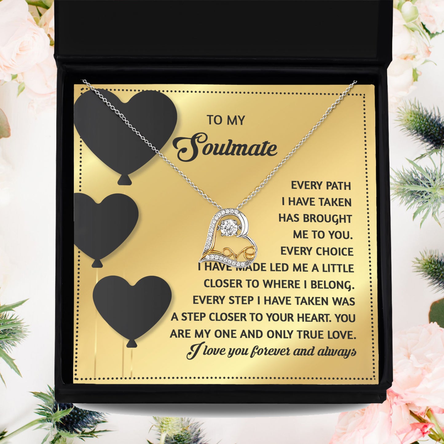 To My Soulmate - Love Dancing Heart Necklace – A Romantic Valentine’s Gift for Your One True Love - Mallard Moon Gift Shop