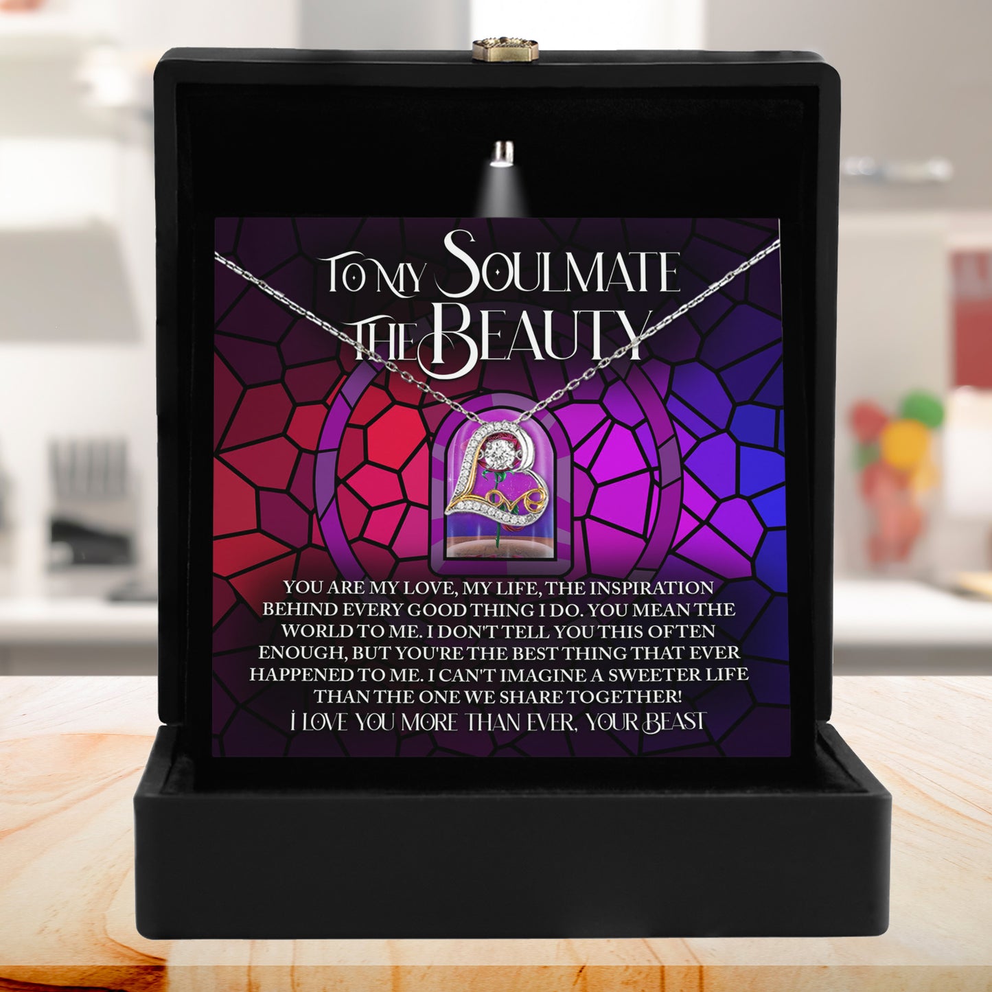 To My Soulmate: The Beauty - Love Dancing Heart Necklace – A Romantic Gift Inspired by Timeless Love and Devotion - Mallard Moon Gift Shop