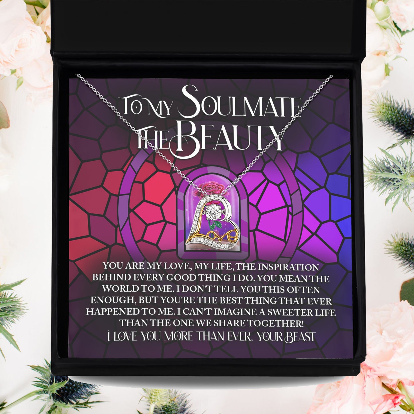 To My Soulmate: The Beauty - Love Dancing Heart Necklace – A Romantic Gift Inspired by Timeless Love and Devotion - Mallard Moon Gift Shop